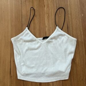 SHEIN White Ribbed Camisole with Black Straps